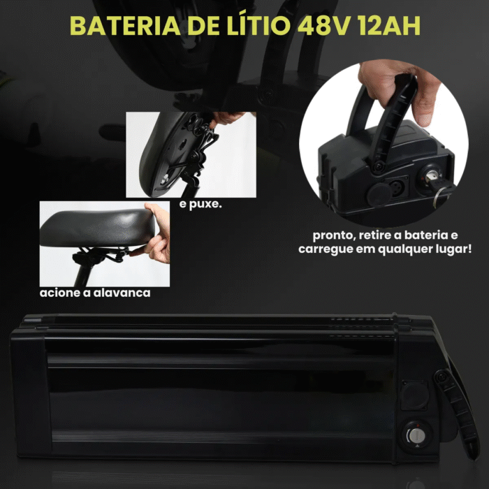 Bicicleta Elétrica Dobrável com Cesto – Compacta, Bateria de Lítio, Ideal para Cidade - Imagem 5